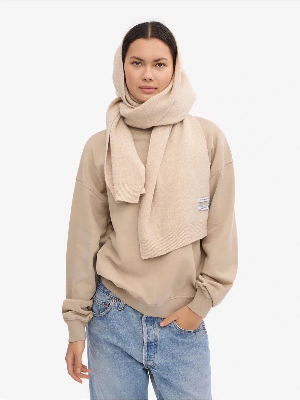 Colorful Standard Merino Wool Scarf, Marled Tan